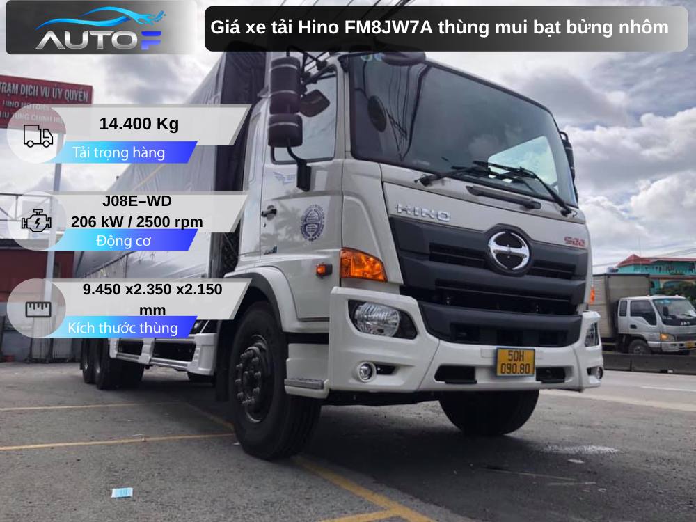 Giá xe tải Hino FM8JW7A (15t - 9.4m) thùng mui bạt bửng nhôm